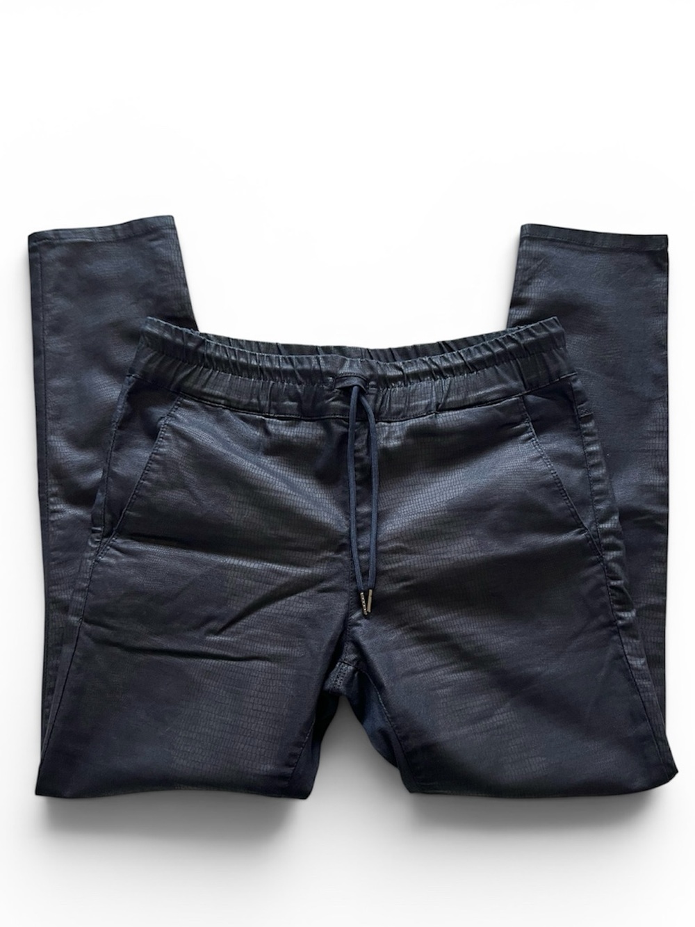 Bevy Flog Shely Drawstring Jogger Pants 32 blue black reptile